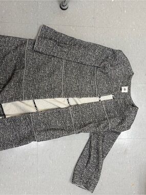 CAbi Black and White Tweed Open-Front Coat